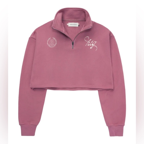 Womens Honor The Gift Logo 1/4 Zip Pullover Crop Sweatshirt Mauve' Size L NWT - Picture 2 of 5